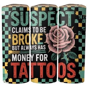 Colorful Graphic Tumbler with Rose Design 20 oz